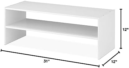 Whitmor Stackable 31" Extra Wide 2-Shelf Storage Organizer, White