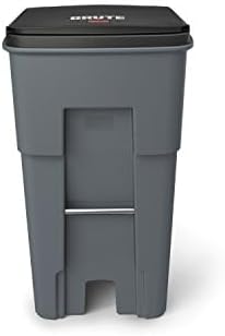 Rubbermaid Commercial Products BRUTE Rollout Plastic Trash/Garbage Can/Bin with Wheels 65 Gal for Restaurants/Hospitals/Offices/Back of House/Warehouses/Home