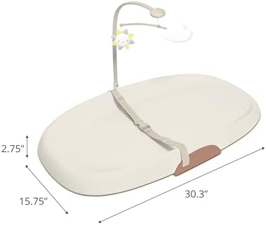 Skip Hop Baby Changing Pad Nursery Style Wipe-Clean Contoured with Cushioned Foam, Non-Skid Base, Built-in Safety Belt & Tuck-Away Toy Bar Fits Standard Changing Tables, Oat
