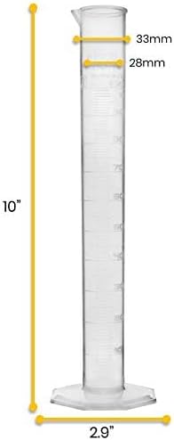 EISCO Plastic Graduated Cylinder, 100ml - Scientific Measuring Cylinder with Extra Stable Base - Polypropylene Plastic - Laboratory Quality, Autoclavable