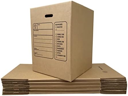 Uboxes Moving Boxes with Handles, 10 Premium Large, 18 x 18 x 24, Brown