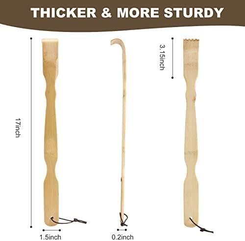 YIMICOO 2 Pack Wooden Bamboo Back Scratcher, 17 Inch Long Handle Back Scratchers for Adults Men Women, with Beautiful Gift Packaging
