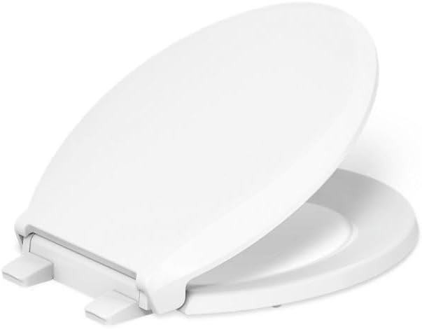 KOHLER 4636-RL-0 Cachet ReadyLatch Elongated Toilet Seat Slow Close, Soft Close Toilet Seat Quiet Lid, Contoured Grip-Tight Bumpers Installation Hardware, Apartment Essentials, White