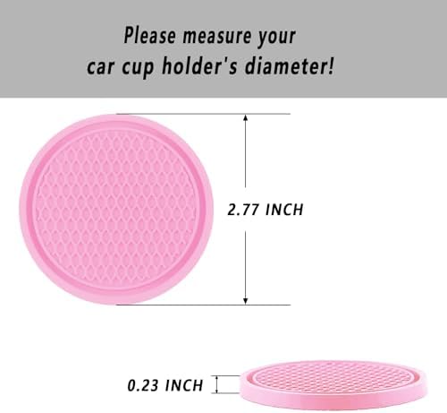 ZSDY Car Cup Coaster, 4PCS Universal Auto Non-Slip Cup Holder Embedded in Ornaments Coaster, Car Interior Accessories Sets, Pink