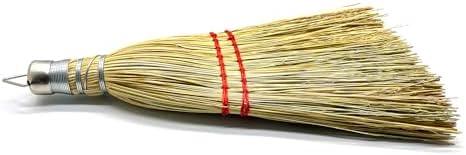 12 Inch Corn Handmade Broom Mini Whisk Made of Natural Corn Broom Straw with a Solid Metal Hang Design for Outdoor Car Porch Debris Dust Dirt Driveways Sidewalks Halloween
