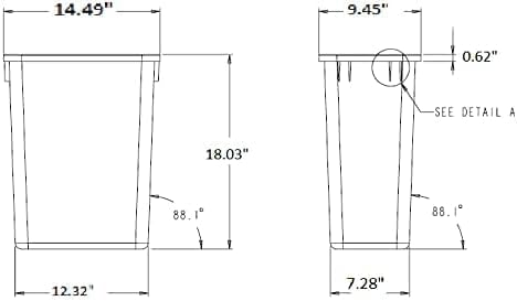 Hardware Resources Plastic Trash Can - Indoor Garbage Bin for Kitchen, Home, Office & Commercial Use - Large Waste Disposal Tub - Compatible with Pull-Outs & Frames - 35-Quarts (Pack of 1) (8.75-Gallon) - White