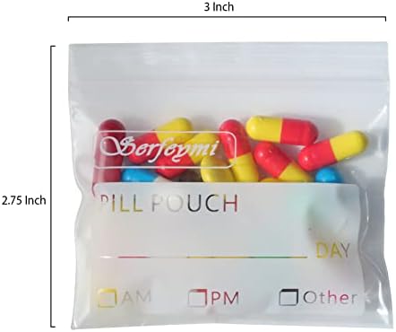 Serfeymi Pill Bags for Travel Pill Pouch Organizer Pack of 120, 3 x 2.75 in