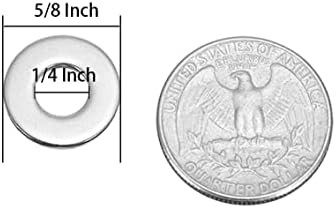 1/4" Stainless Flat Washer, 5/8" Outside Diameter, 18-8(304) Stainless Steel Washers Flat (100 Pack)