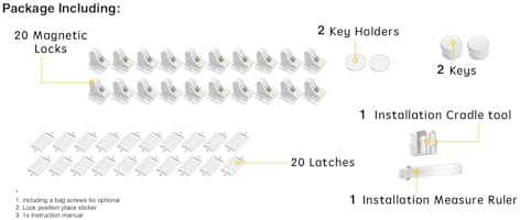 Vmaisi 20 Pack Magnetic Cabinet Locks Baby Proofing and 2 Keys