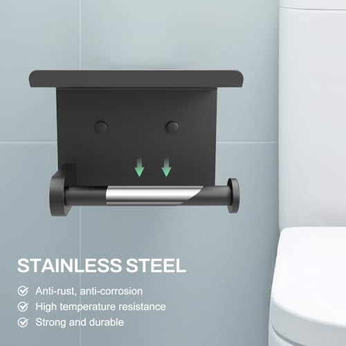 SetSail Toilet Paper Holder with Shelf, Matte Black