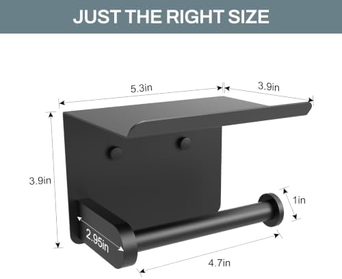 SetSail Toilet Paper Holder with Shelf, Matte Black