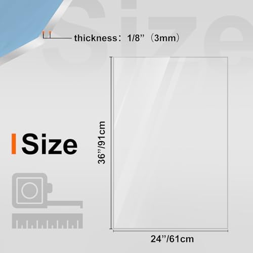 KINLINK 24x36 Plexiglass Sheets 1/8 inch Thick, 3mm Clear PET Plastic Sheet for DIY Project, Craft, Table top, Picture Frame, Acrylic Sign and Wedding Invitation 2 Pack
