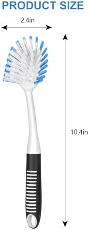 SetSail Dish Brush with Handle, 2 Pack Stiff Bristles Dish Scrubber with Built-in Scraper Dish Scrub Brushes for Cleaning Dishes, Pots and Pans, Kitchen Sink
