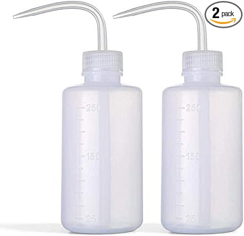 DONSTRAW Wash Bottle 2pcs 250ml/8oz Safety Bottles Watering Tools, Economy Plastic Squeeze with Narrow Mouth Scale Labels for Medical Succulent Cleaning Washing