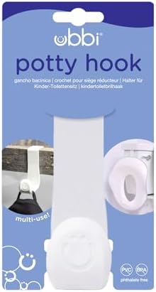 Ubbi Multi-Use Potty Training Hook, Hangs Over Toilet Tank or Door, White