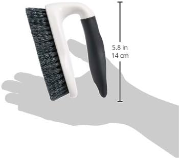 Amazon Basics All Purpose Rectangular Scrub Brush, Hard Bristle, Stiff Bristles, Sturdy, Ergonomic Long Handle, Durable, 2-Pack, White & Black
