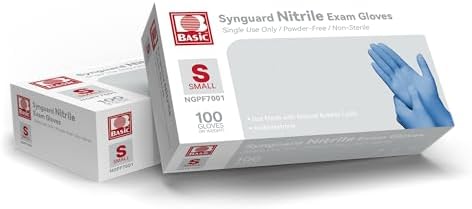 Basic Medical Blue Nitrile Exam Gloves - Latex-Free & Powder-Free - NGPF 7001(Case of 1,000), Small