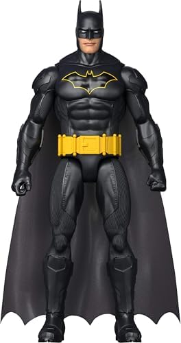 Mattel DC 12-Inch Batman Action Figure, Black Batsuit with Yellow Belt & Fabric Cape, Detailed Design & 7 Points of Articulation