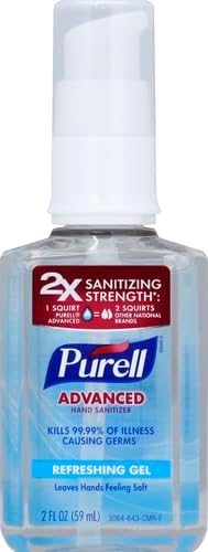 PURELL Advanced Hand Sanitizer Refreshing Gel, Clean Scent, 2 fl oz Travel Size Pump Bottle (Pack of 1) – 3050-24-CMR