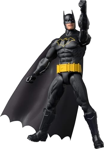 Mattel DC 12-Inch Batman Action Figure, Black Batsuit with Yellow Belt & Fabric Cape, Detailed Design & 7 Points of Articulation