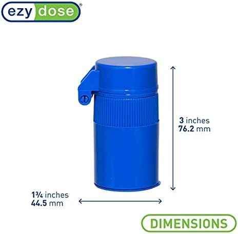 EZY DOSE 3 Compartment Pill Crusher, Cutter and Grinder, Daily Usage, Safely Cut Pills, Vitamins, Tablets, Accurate and Easy Cutting, Stainless Steel Blade, Removable Drinking Cup, Blue, BPA Free