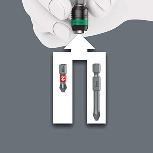 Wera - 5052502001 889/4/1 K Rapidaptor Universal Bit Holder for 1/4" Hex Drives, 2" Long
