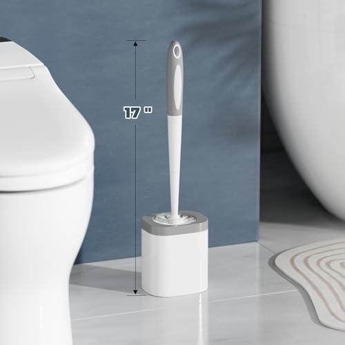Holaloha Toilet Brush and Holder Set, Space Saving, White, 1 Pack
