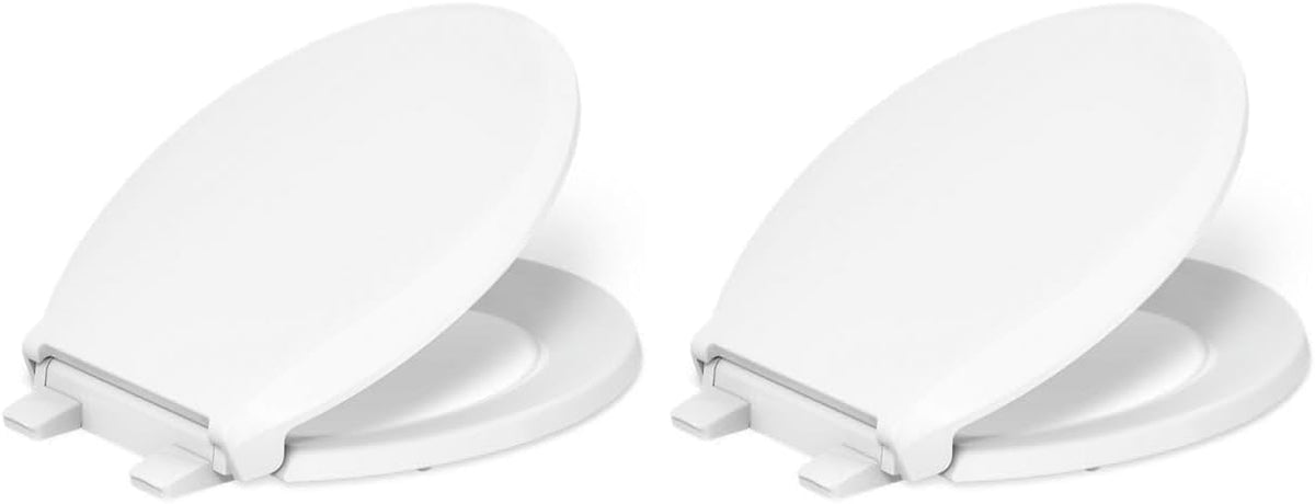 KOHLER 4636-RL-0 Cachet ReadyLatch Elongated Toilet Seat Slow Close, Soft Close Toilet Seat Quiet Lid, Contoured Grip-Tight Bumpers Installation Hardware, Apartment Essentials, White