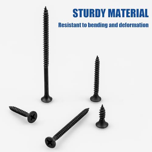 Wood Screws Assortment, 168 PCS #6 Black Flat Head