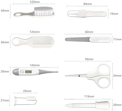 Baby Grooming Kit, Infant Safety Care Set with Hair Brush Comb Nail Clipper Nasal Aspirator,Baby Essentials Kit for Newborn Girls Boys (Grey White)