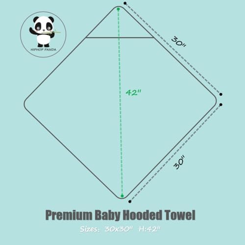HIPHOP PANDA Ultra Soft Hooded Baby Towel - 2-Layer Thick 500GSM Absorbent