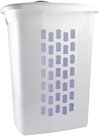 Sterilite Ultra Wheeled Laundry Hamper with Lid, Handle and Wheels for Easy Rolling of Clothes to and from the Laundry Room, Plastic, White, 1-Pack, Portable