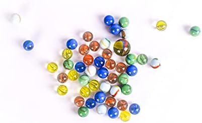 TOYMENDOUS 50 Piece Marbles - Colorful Glass Set with Shooter - Ages 8+