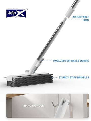 3 in 1 Floor Scrub Brush with Long Handle, Multi-Angle Swivel Head