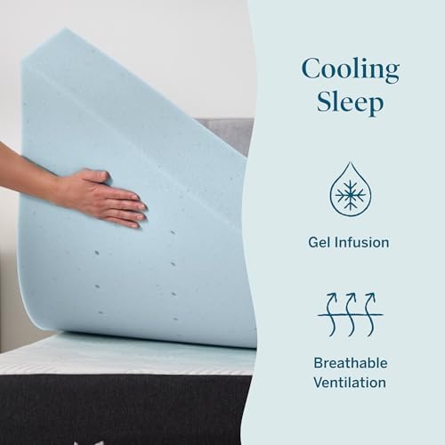 Lucid 4 Inch Memory Foam Mattress Topper, Twin XL Size – Cooling Gel Bed Topper – Preassure-Relieving Ultra Plush Feel – Ventilated Breathable Design – CertiPur Certified - Dorm Room Essentials