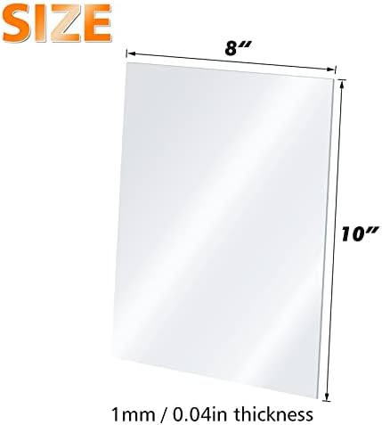 Egofine Plexiglass Sheets Acrylic Sheets 6 Pack of 8x10’’ 0.04 Thick Clear Plastic Cast Transparent Plexi Glass for Crafting Projects, Replacement Picture Frame Glass, DIY Display, Easy to Cut