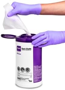 Super Sani-Cloth X-Large Germicidal Disposable Wipe, Hospital-Grade Disinfection, Purple Top, 1 Canister of 75 XL 5'' x 8'' Wipes