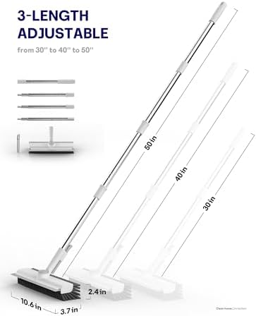 3 in 1 Floor Scrub Brush with Long Handle, Multi-Angle Swivel Head