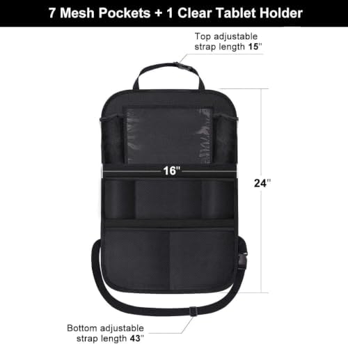 ONE PIX Backseat Car Organizer Mats Back Seat Organizers and Storage Bag with Touch Screen Tablet Holder for Kids Toddlers Car Seats, Travel Accessories, Road Trip Essentials Kids