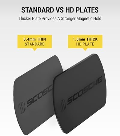 Scosche MagicMount Replacement Metal Plate Kit, Large Metal Plates with Strong Adhesive for Car Magnet Phone Mount Magnetic Cell Phone Holder, Universal Fit with All Devices and Cases, Black, 2-Pack