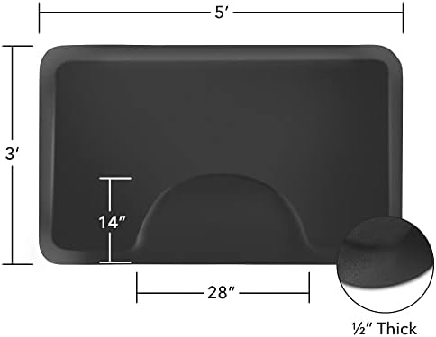 Saloniture 3 ft. x 5 ft. Salon & Barber Shop Chair Anti-Fatigue Floor Mat - Black Rectangle - 1/2 in. Thick