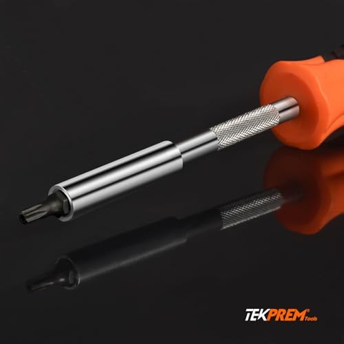 Torx Bit Set with 1/4 inch Magnetic Bit Driver,TEKPREM 12-Piece Security Torx Screwdriver Bit Set with 1 inch T5 T6 T7 T8 T9 T10 T15 T20 T25 T27 T30 T40 Tamper Resistant