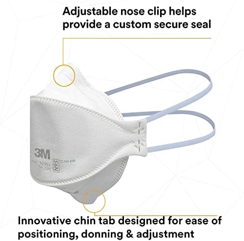 3M Aura Particulate Respirator 9205+, N95, Individually Wrapped, 3 Panel Flat Fold Design Allows for Facial Movements