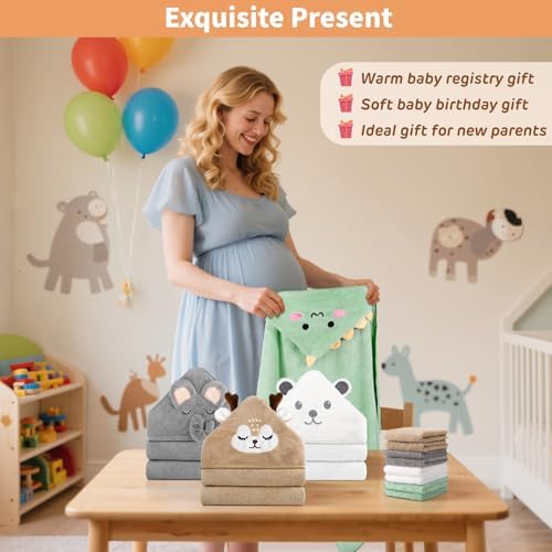 12 PCS Baby Bath Towels Set for Infants Toddlers Essentials