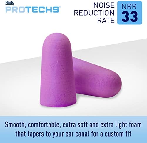 Flents Protechs Quiet Time Foam Ear Plugs, NRR 33, 10 Pair, Purple