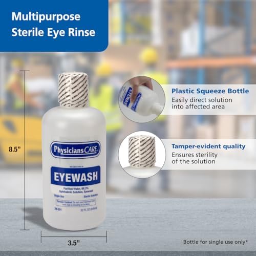 PhysiciansCare Eye Wash Solution, Sterile Isotonic Buffered Solution for Flushing & Irrigating Eyes, 32-oz Bottle