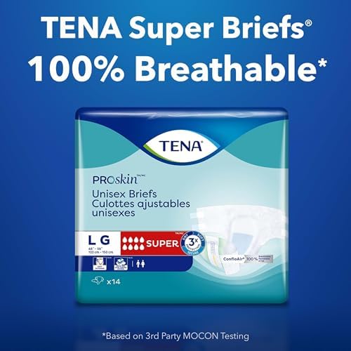 TENA Proskin Super Briefs, Incontinence Adult Diapers, Unisex, Large, 56 ct