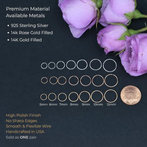 Small Gold or Sterling Silver Huggie Hoop Earrings for Women Cartilage Nose Helix Tragus