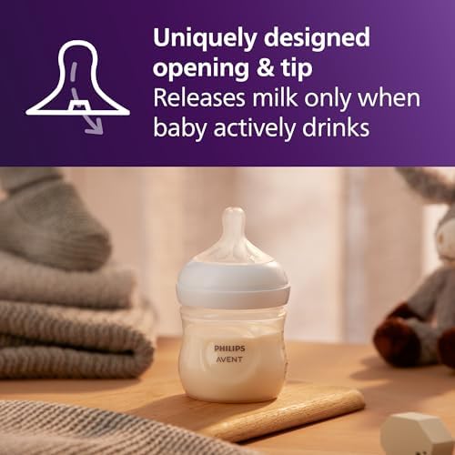 Philips Avent Natural Baby Bottles, Slow Flow, 4 oz, BPA-Free, 2-Pack
