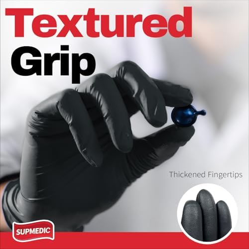 Supmedic Nitrile+ Disposable Gloves, 5 Mil Latex & Powder-Free Glove 100 Ct